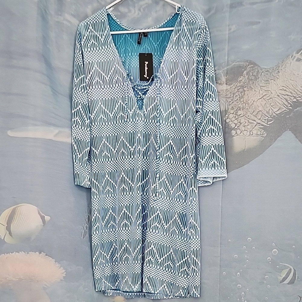 Jantzen Aqua and White Women's Swim Cover-Up